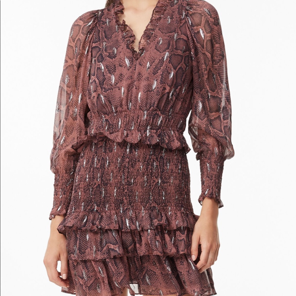 Rebecca Taylor snake print smoked clip dress